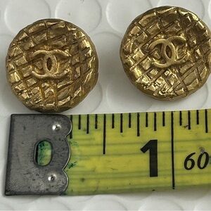 Vintage CHANEL Textured / quilted Gold buttons. Set of 2